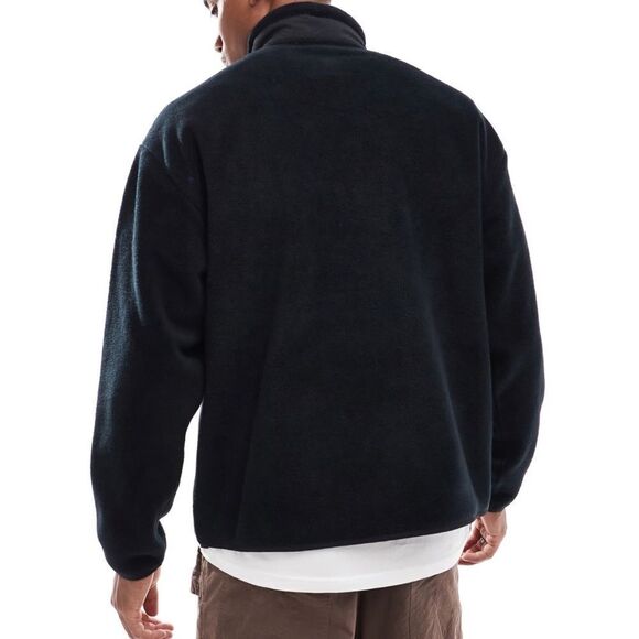 ASOS DESIGN oversized half zip fleece sweatshirt with chest pocket in black XXL - Picture 4 of 4